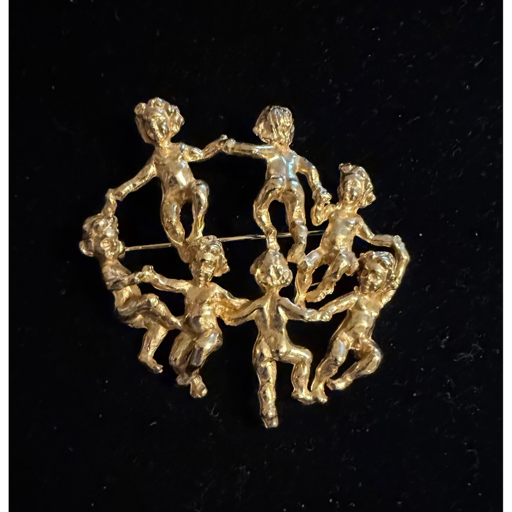 Kirk's Folly Dancing Cherub Putti Brooch